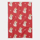 Vintage kerstgroeten, Angels met sterren Theedoek (Verticaal)