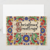 Vintage-kerstgroeten met grensuitnodiging kaart (Voorkant / Achterkant)