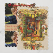 Vintage kerstgroeten Platte fotokaart Feestdagenkaart (Voorkant / Achterkant)