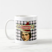 Vintage kerstgroetings Lady Koffiemok (Links)
