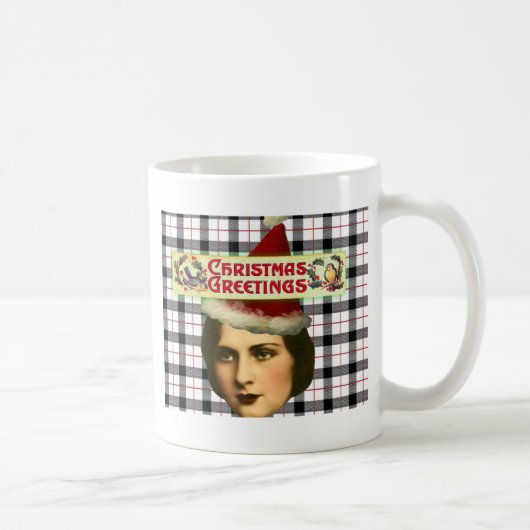 Vintage kerstgroetings Lady Koffiemok (Rechts)