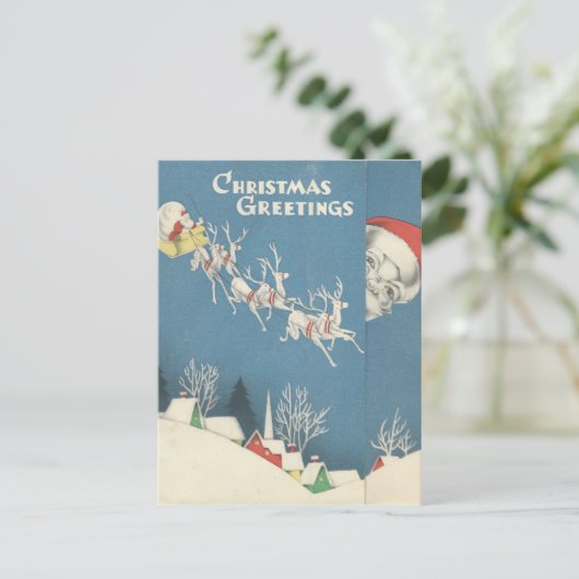 Vintage-kerstgroetings Peking Santa Feestdagenkaart (Staand voorkant)