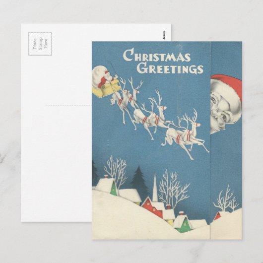 Vintage-kerstgroetings Peking Santa Feestdagenkaart (Voorkant / Achterkant)