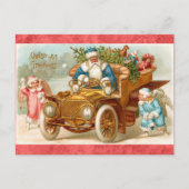 Vintage kerstgroetings Santa en Angel Briefkaart (Voorkant)