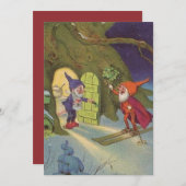 Vintage kerstgrommes Snow Skiing Feestdagenkaart (Voorkant / Achterkant)