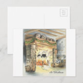 Vintage kersthaard feestdagenkaart (Voorkant / Achterkant)