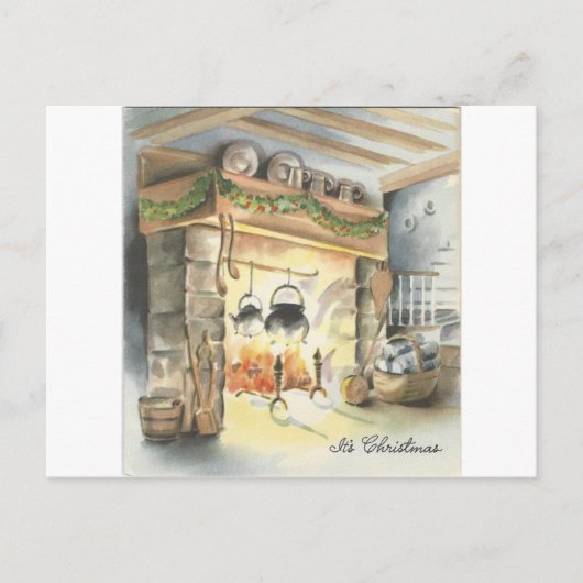 Vintage kersthaard feestdagenkaart (Voorkant)