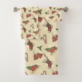 Vintage kersthanddoekset bad handdoek