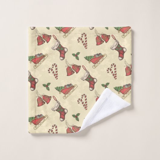 Vintage kersthanddoekset bad handdoek (Wasdoekje)