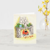 Vintage kersthapje Kaart voor kerstviering (Gele Bloem)