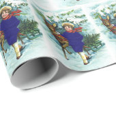 Vintage kerstherten en kinderen cadeaupapier (Rol Hoek)