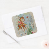 Vintage-kersthertenfeestdag-sticker Vierkante Sticker (Envelop)