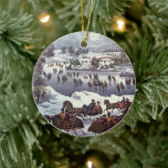 Vintage kersthoezen, centraal park in de winter keramisch ornament<br><div class="desc">illustratie kerstvakantieontwerp, oorspronkelijk gepubliceerd door Currier & Ives, getiteld Central Park in Winter, c.1880. Deze ontwerp van liefde en romance kenmerkt gelukkige paren die rondrijden in romantische paardenmoerassen op sneeuw in het moonlicht. IJskaters schaatsen op een bevroren meer onder een volle maan aan de nachtelijke hemel. Currier en Ives waren...</div>