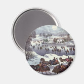 Vintage kersthoezen, centraal park in de winter magneet (Voorkant / Achterkant)