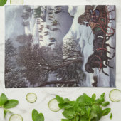 Vintage kersthoezen, centraal park in de winter theedoek (Gevouwen)