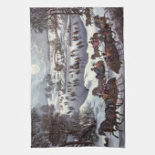 Vintage kersthoezen, centraal park in de winter theedoek (Verticaal)