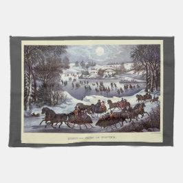 Vintage kersthoezen, centraal park in de winter theedoek