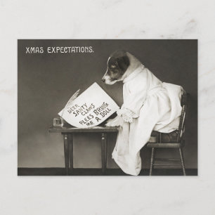 Vintage kersthond Humor Briefkaart