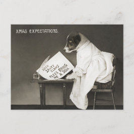 Vintage kersthond Humor Briefkaart