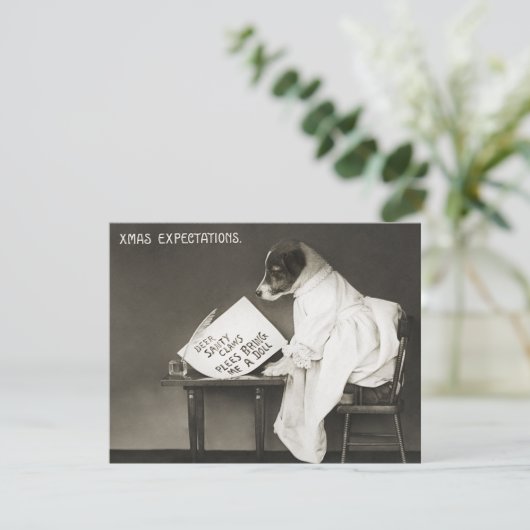 Vintage kersthond Humor Kaart (Staand voorkant)