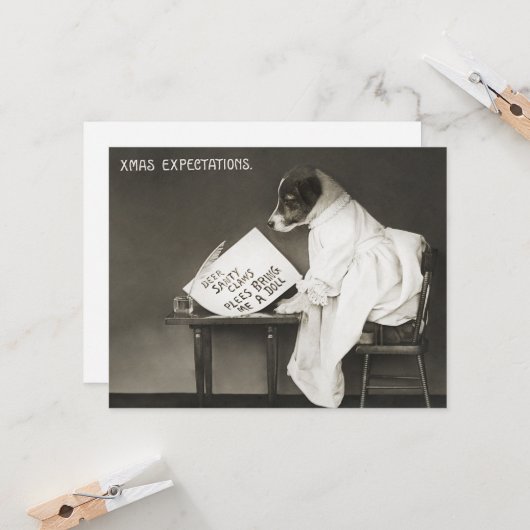 Vintage kersthond Humor Kaart (Voorkant / Achterkant in situ)