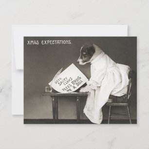 Vintage kersthond Humor Kaart