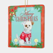 Vintage Kersthond Keramisch Ornament (Links)