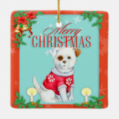 Vintage Kersthond Keramisch Ornament (Achterkant)