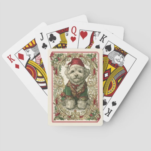 Vintage Kersthond Pokerkaarten (Achterkant)