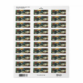 Vintage kersthuisjes in de leefruimte etiket (Full Sheet)