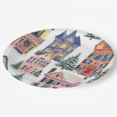 Vintage kersthuizen papieren Borden Papieren Bordje (Gekanteld)