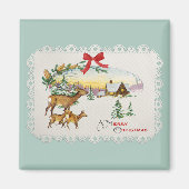 Vintage Kersthut & Herten Magneet (Voorkant)