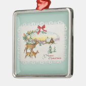 Vintage Kersthut & Herten Metalen Ornament (Links)