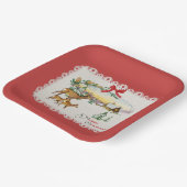 Vintage Kersthut & Herten Papieren Bordje (Gebogen)