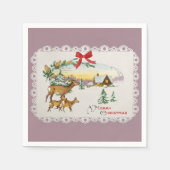 Vintage Kersthut & Herten Servet (Voorkant)