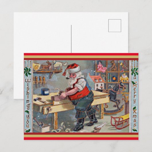 Vintage-kerstillustratie Briefkaart (Voorkant / Achterkant)