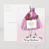 Vintage-kerstillustratie Briefkaart (Voorkant / Achterkant)