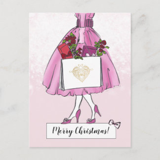 Vintage-kerstillustratie Briefkaart