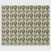 Vintage-kerstillustraties Cadeaupapier (Vlak)