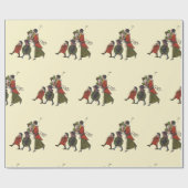 Vintage kerstinkopen familie plezier cadeaupapier (Vlak)