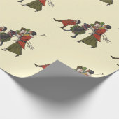 Vintage kerstinkopen familie plezier cadeaupapier (Hoek)