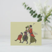 Vintage kerstinkopen familie plezier feestdagenkaart (Staand voorkant)