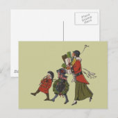 Vintage kerstinkopen familie plezier feestdagenkaart (Voorkant / Achterkant)