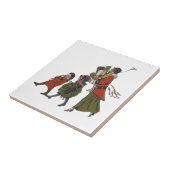 Vintage kerstinkopen familie plezier tegeltje (Zijkant)