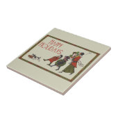 Vintage kerstinkopen familie plezier tegeltje (Zijkant)
