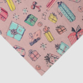 Vintage kerstinkopen Schattigee handgetekende cade Tissuepapier (Detail)