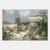 Vintage kerstinpakken papieren VALLEY FORGE... Inpakpapier Vel (Voorkant)