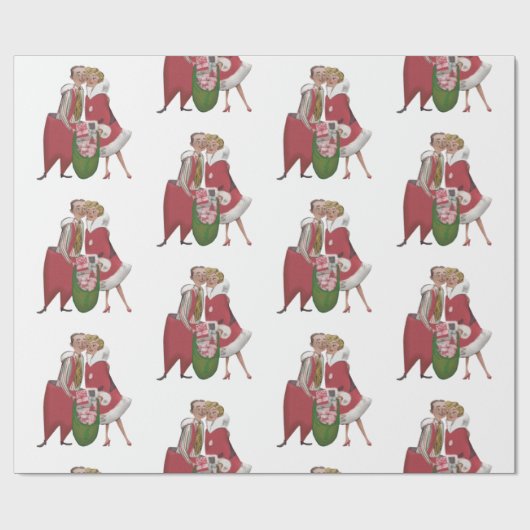 Vintage kerstinpakpapier cadeaupapier (Vlak)