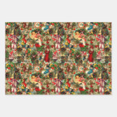 Vintage kerstinpakpapier trio inpakpapier vel (Voorkant 3)