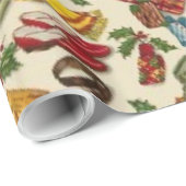 Vintage-kerstinpakpapier van 1950 cadeaupapier (Rol Hoek)